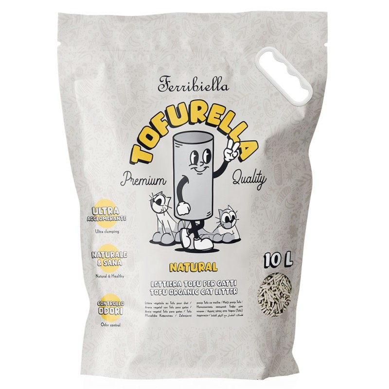 Areia aglomerante ecológica natural Tofurella para gatos - Ferribiella